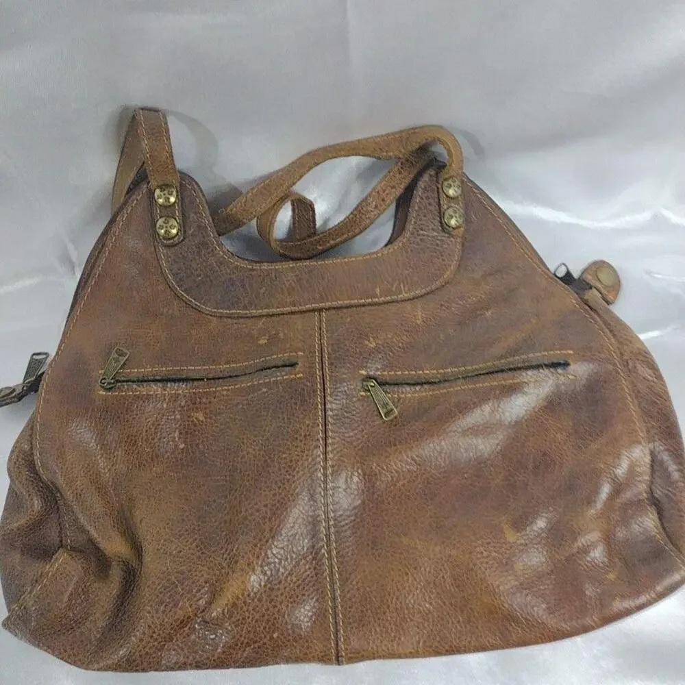Patricia Nash Hobo Bag Womens Large Brown Studded Leather Shoulder Purse